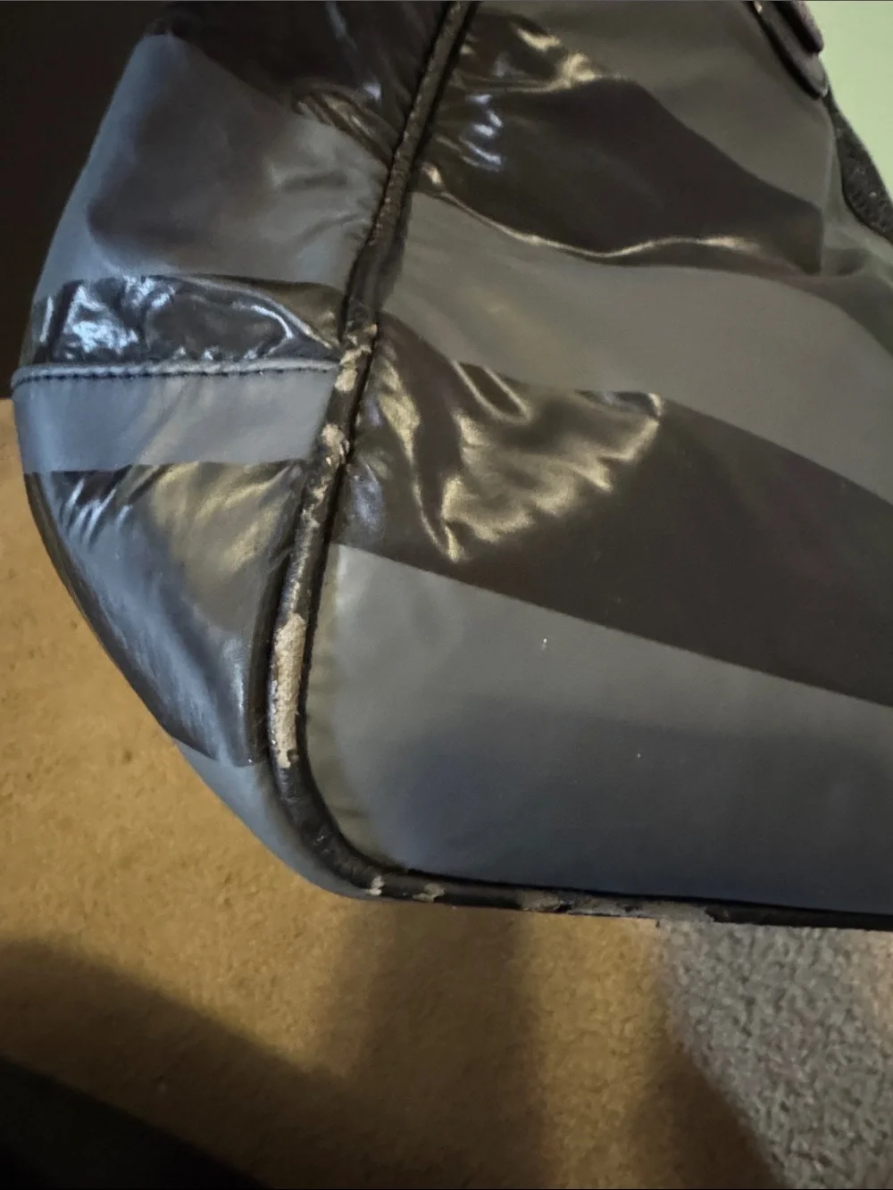 Juicy Couture Gray and Black Striped Dog Carrier Tote